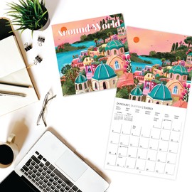 Graphique 2026 Around The World Wall Calendar | 12” x 12” | Thick Paper | Home & Office Organizer | Large Monthly Grid | 3 Languages & Marked Holidays | 4 Month Preview Page for 2027