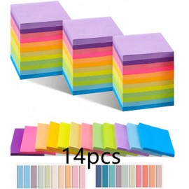 (14 Pads) Sticky Notes, Colourful, Assorted Self Stick Notes, School Supplies, Office Products, Writing Memo, Daily Life Organisation.