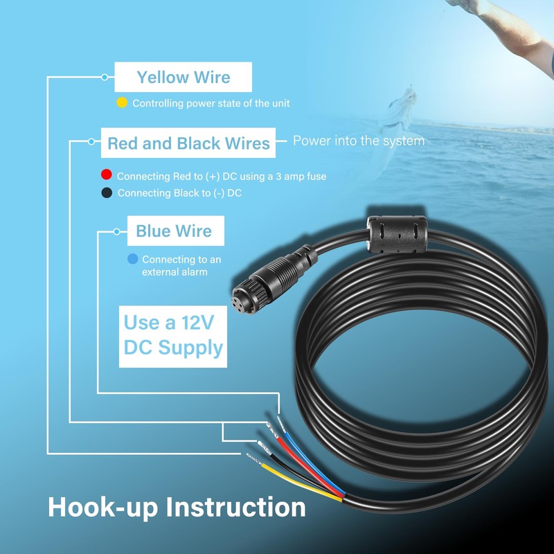 000-00128-001 4-pin Power Cord Fit for Simrad GO9/12, Vulcan 7/9/12,