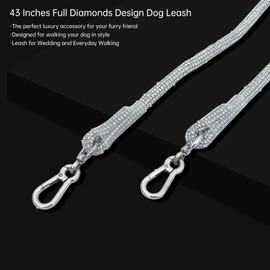 NOERGDRLY 43 Inch Diamond Dog Rope Leash,Dogs for Wedding with Full Diamond Design,Studded with Bling Diamonds,Comfortable Padded Handle,Puppy Girl Bling Dogs Leash for Small Medium Large Dogs