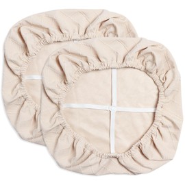 Yikko Waterproof Chair Seat Covers, High-Density Check Jacquard Ekedalen Seat Covers for Dining Kitchen Restaurant Banquet, Stretch Removable Washable Chair Seat Cushion Protector (2, Beige)