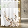 Tititex No Hooks Snap in Liner Tan Eucalyptus Leaves Shower
