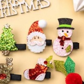 Glitter Christmas Hairpin Accessory Shimmer Pin Party Women's Hair Fashion Accessories Santa Face 15ea