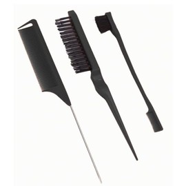 Set 3 Peines Para Teñir Cabello Peinado, Punta de Rata, Cepillo para Aplicar, Peine para Peinar uso Barberia Estilista Peluqueros Estudiante (Negro)