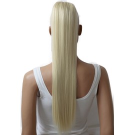 PRETTYSHOP Hairpiece Ponytail Clip on Extension Long hair smooth Heat-Resisting 27" platinum blond # 613 H76