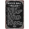 Bocce Ball Rules Funny Tin Sign Metal Signs Scoring Rules
