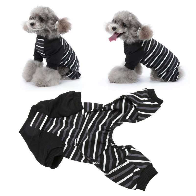 Dog Pajamas Warm Comfortable Stretchy 4 Legs Striped Dog Pajamas