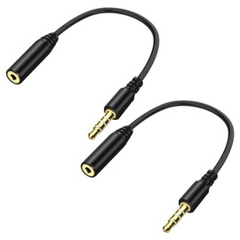 XMSJSIY 2,5mm zu 3,5mm Adapter 3,5mm 1/8" Stecker zu 2,5mm Buchse 4-polige Audio Stereo Adapter Kopfhörer Kabel Stecker für Kopfhörer Telefon PC Recorder 15CM / 5.6INCH 2PCS