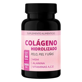 LENICO Colágeno Hidrolizado 500 mg con MSM, Alanina y Vitaminas A, C y E | Suplemento para Piel, Cabello y Uñas | 90 Cápsulas | Alta Absorción | Sin Gluten ni Aditivos