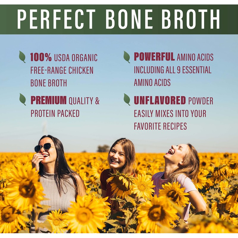 Perfect Organic Chicken Bone Broth Powder | Free Range Low