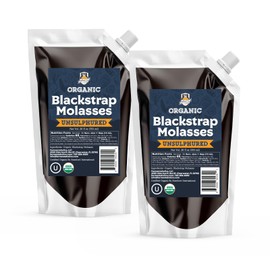 Fermentaholics Organic Unsulphured Blackstrap Molasses | 20 Oz Pouch | OU Kosher & Unsulfured | Spouted Pouch for Easy Measuring and Pouring (2-Pack)