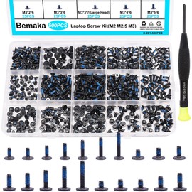 Bemaka - Juego de 500 tornillos para computadora portátil con 20 tamaños de tornillos Nylok azules M2 M2.5 M3 para placa base, SSD y ventilador de PC, disco duro