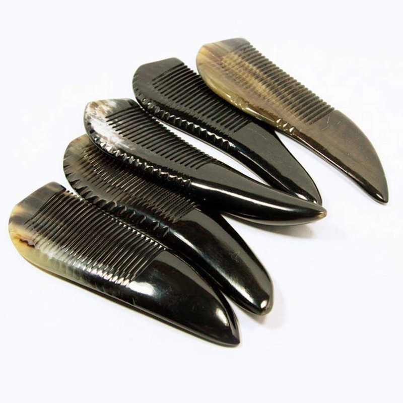 EXCEART Handmade Ox Horn Massage Comb Anti-static Fine Teeth Pocket