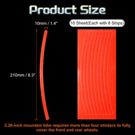 HARFINGTON 80pcs Reflective Wheel Strips 0.4"x8.3" Night Reflective Safety Stripe Decals Outdoor Bicycle Adhesive Reflector Stickers for Vehicles Trailers Trucks Bike Cars Signs, Orange