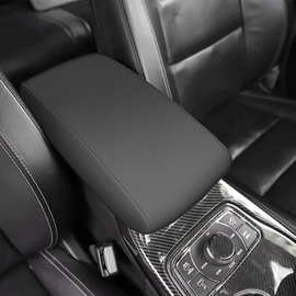 AOMSAZTO Black Leather Armrest Covers for Grand Cherokee 2011-2021 Jeep Console Cushion for Grand Cherokee（not for 2022