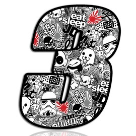 Biomar Labs® N 343 Car Motorcycle Vinyl Sticker Bomb Sticker Bomb White Motorcycle Motocross Motorsport Racing Number Tuning 3