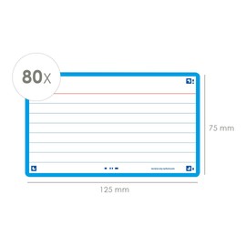 Oxford Flash Cards by Oxford, Ruled with Turquoise Frame, Pack of 80 Revision Cards, 7.5 x 12.5 cm Size