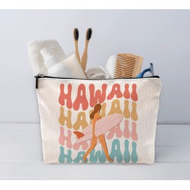 Retro Groovy Hawaii Aloha - Bolsa de maquillaje para niñas, para verano, playa, surf, para amantes de la playa, amantes de la playa, amantes del surf, surfistas, mujeres y niñas