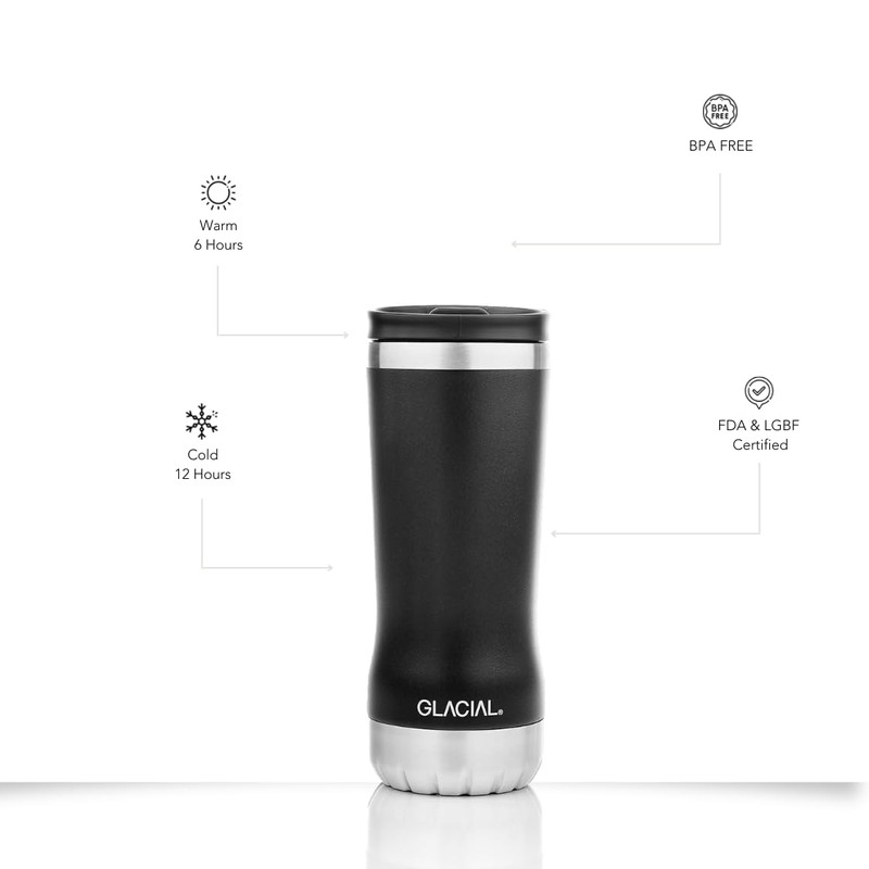 GLACIAL Black Marble Tumbler