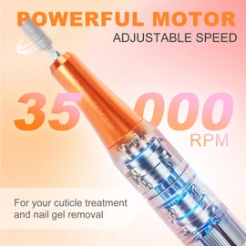 MEKK Nail Drill Professional Electric Nail Drill Cordless Nail Drill for Gel Nails,35000RPM Electric Nail File,3000mAh Nail Drill Machine,An-ti Shaking Nail Drill Kit for Salon Home Use(Orange)