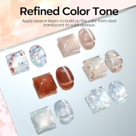 modelones Gel Nail Polish Set, 6 Colors Nude Brown Sliver Cat Eye Gel Polish Creative Stars Moon Shape Ornament Glitter Nail Polish with Magnet and Wooden Stick Soak Off LED Manicure Kit DIY Gift