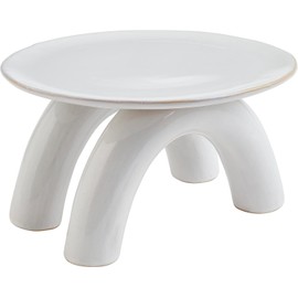 Mud Pie Modern White Stoneware Stand, 6" x 10 1/2" dia, CREAM