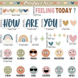BOHO Feeling Bulletin Board Set Mental Health Classroom Decor How Are You Feeling Today Poster Emotion Cutout Feeling Chart For Kid Teacher School Counselor Office Therapy Calm Down Corner Wall Supply