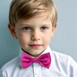 Branduce Hot Pink Bow Ties for Boys Pre Tied Toddler Bow Tie Adjustable Silk Blend Kids Bowties for Wedding Party (BB12-37)