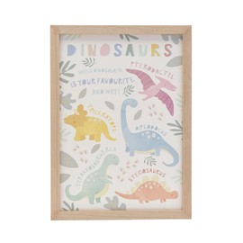 Widdop Petit Cheri Dinosaur Names Plaque MDF Frame - 28cm x 16cm - New Born Baby Shower Present - Nursey Décor Children's Dinosaur Room Decoration Kids Bedroom