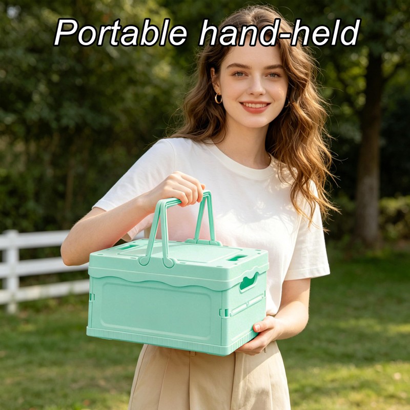 Foldable Small Plastic Baskets with Lids and Handles for Organizing,Collapsible