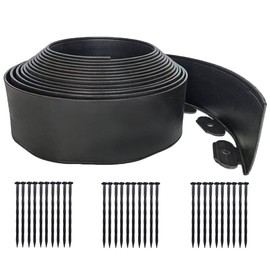 Flexible Landscape Edging 33FT, Plastic Garden Edging Borders [Extra Tall 4 in Hight] with 30 Spikes,No Dig Lawn Edging Kit Mini Fence for Grass Flower Beds Pavement Yard-Black