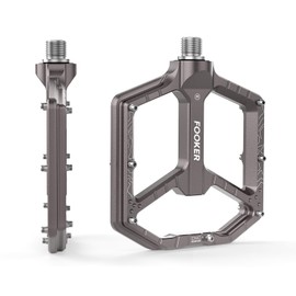 FOOKER Bike Pedals,Aluminum 9/16" Sealed Bearing Bicycle Pedals Lightweight Wide Flat Platform for Road Mountain BMX MTB Bike (Titanium)