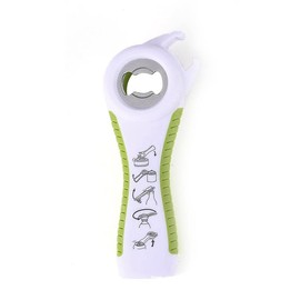 Multi 5 in 1 Manual Cap Kitchen Tool Jar Twist Off Lid Bottle Can Opener Gadget, Stainless Steel, Ergonomic Non-Slip Design, 5.9 x 2.28 Inch