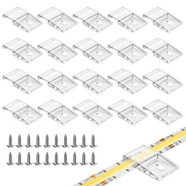 BTF-LIGTHING 20pcs Clear Clip for LED Tape Fixing Clips Fixing Buckle Self Stick Screws for Dual Use 10mm Wide LED Tape Light, Strip Light, Fairy Light, Light String LED Strong Fixing Clip for IP65