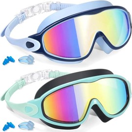 2 Pack   Swim Goggles for 3-15 UV Protection Anti-Fog Pool Water Swimming Goggles For Boys Girls Youth Toddler - Color: Pink & Bule
