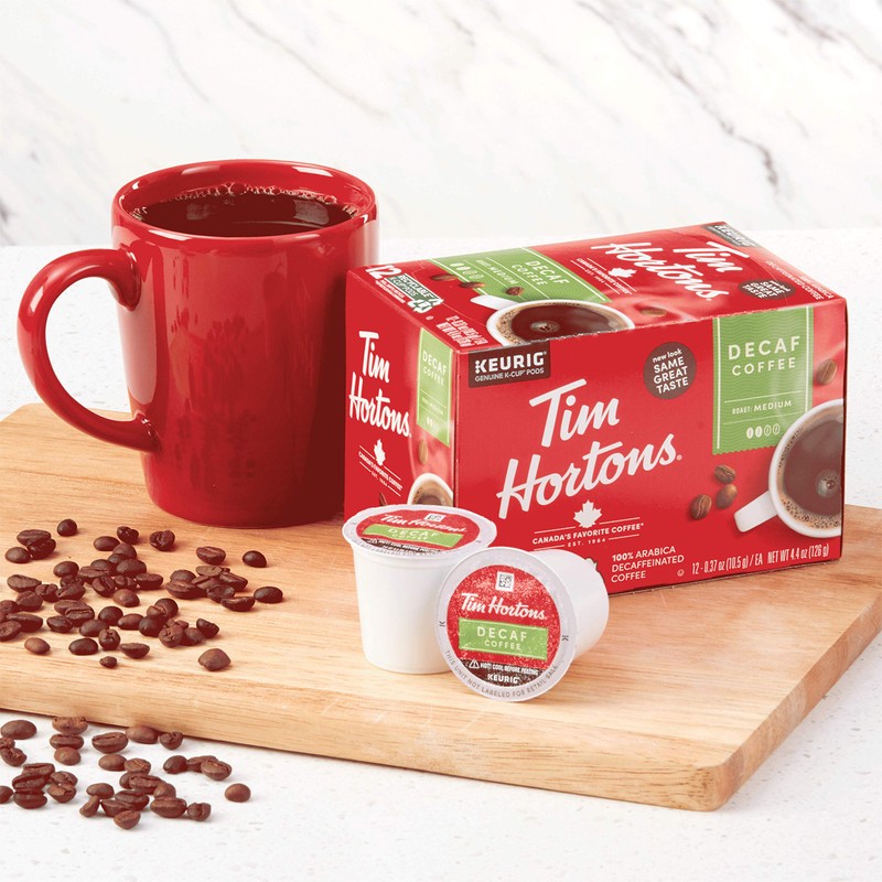 Tim Hortons Decaf, Medium Roast Coffee, Single-Serve K-Cup Pods Compatible