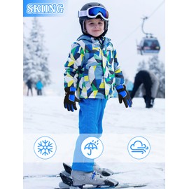 Jansun 3 Pairs Kids Winter Gloves Snow Ski Gloves Warm Outdoor Windproof Adjustable Gloves Toddler Snowboard Gloves for Cold Weather Boy Girl Children