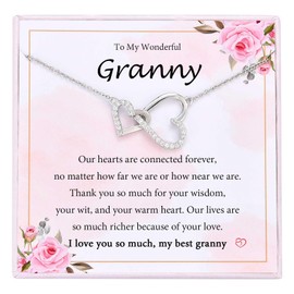 EYQV Granny Mothers Day Gifts, Granny Gifts from Grandchildren, Heart Necklace for Women, Granny Birthday Gifts Christmas Gifts Stocking Fillers for Women