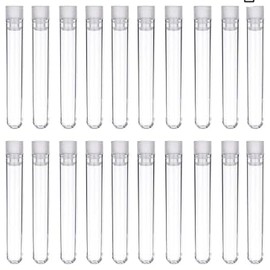 Aibadaliu Pack of 50 Clear Plastic Test Tubes 12 x 75 mm with Push Cap, 5 ml