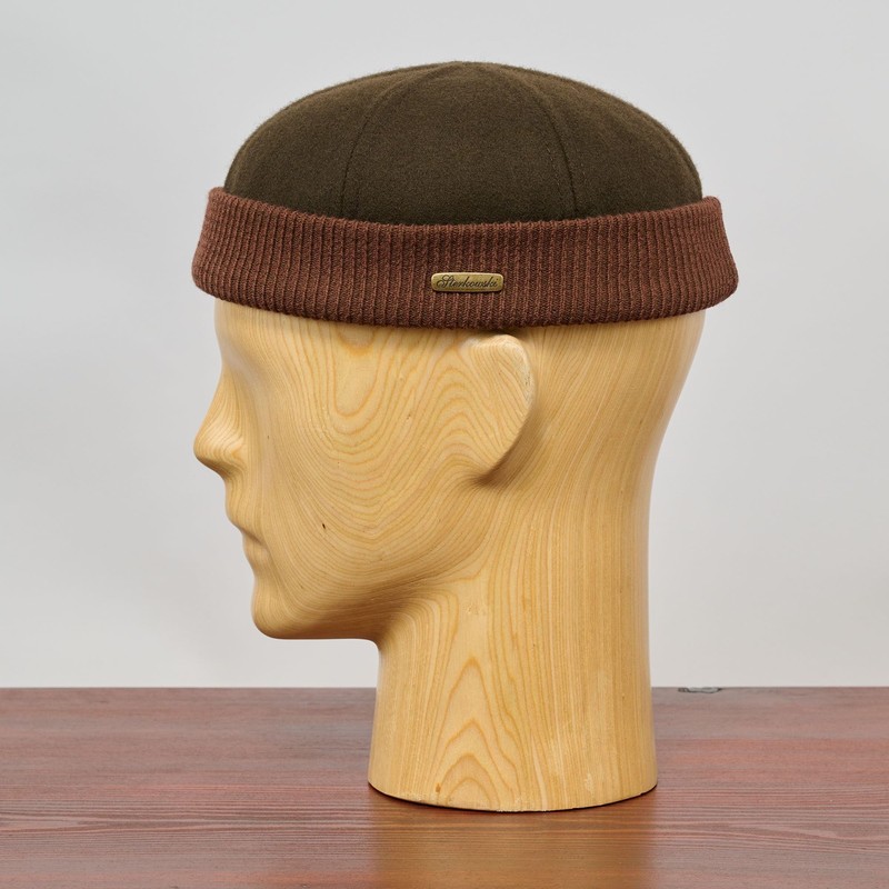 Sterkowski Navy Watch 100% Wool Beanie Docker Hat for Men