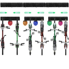 Sinoer Bike Storage Rack,Bike Wall Rack, Bike Storage Wall Mount for 6 Bikes + 5 Helmets Tool Storage Hook Adjustable for Garage or Home Vertical Bike Rack, 20 inches / 511mm - 3 Rails