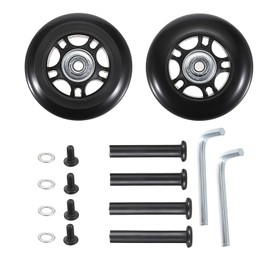 OwnMy 70mm x 23mm Luggage Wheels Replacements Set of 2 Mute Suitcase Replacement Wheels with Black Screws Axles Bearings, Silent Rotatable Rubber Luggage Suitcase Swivel Wheel Kit