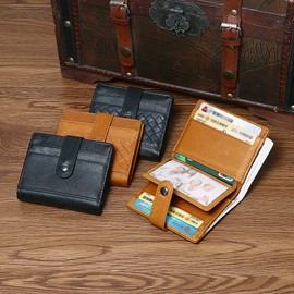 Carteras para Caballero Piel, Cartera Hombre Compacta con 14 Ranuras para Tarjetas,Ventana de ID,Billetera de Piel para Hombre, Regalo para Hombre (Negro)