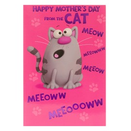 UK Greetings Mother's Day Card from The Cat With Envelope - Cat Cartoon Design, Pink