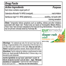 Puremedy Baby Diaper Rash Healing Ointment, All Natural Vegan Homeopathic Balm Soothes and Relieves Symptoms of Dry Itchy Flaky Red Skin - 2 oz (Pack of 1)