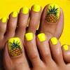 Fruit Press on Toenails Yellow Solid Color False Toenails Glossy
