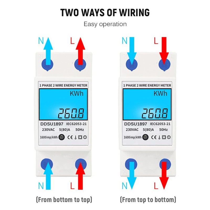Digital Electric Energy Meter Single Phase DIN Rail Electricity Meter