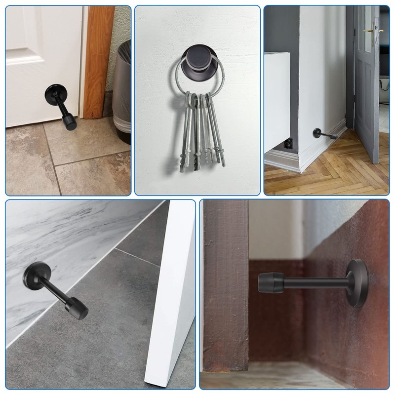 Door Stopper 6 Inch Long Door Stop Black Wall Mount