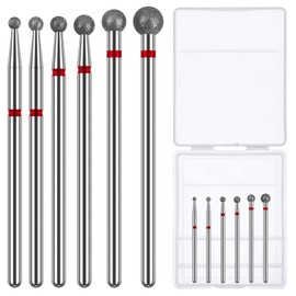 Difenni Cuticle Drill Bit,Nail Drill Bits Flame Cuticle Clean Drill Bit for 3/32''Electric Nail File Machine Cuticle Bit Nail Prep Tool (Red-Ball shape)