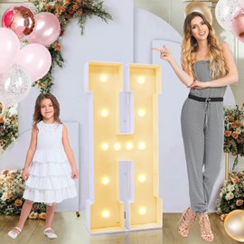 GGPL 4ft Marquee for Letters, Large Light up Letters, Multifunctional 4ft Light up Letters Marquee for Party Decorations, Letter Balloons, Wedding Decor, Proposal Decorations (Letters H)